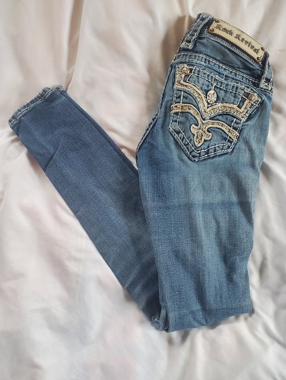 Rock Revival Karla Distressed Cuffed Skinny Stretch Jeans, Sz 24 (W26/L29)